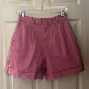 GAP Stretch Cotton High Waisted Trouser Shorts, Pink/Purple, Size 4